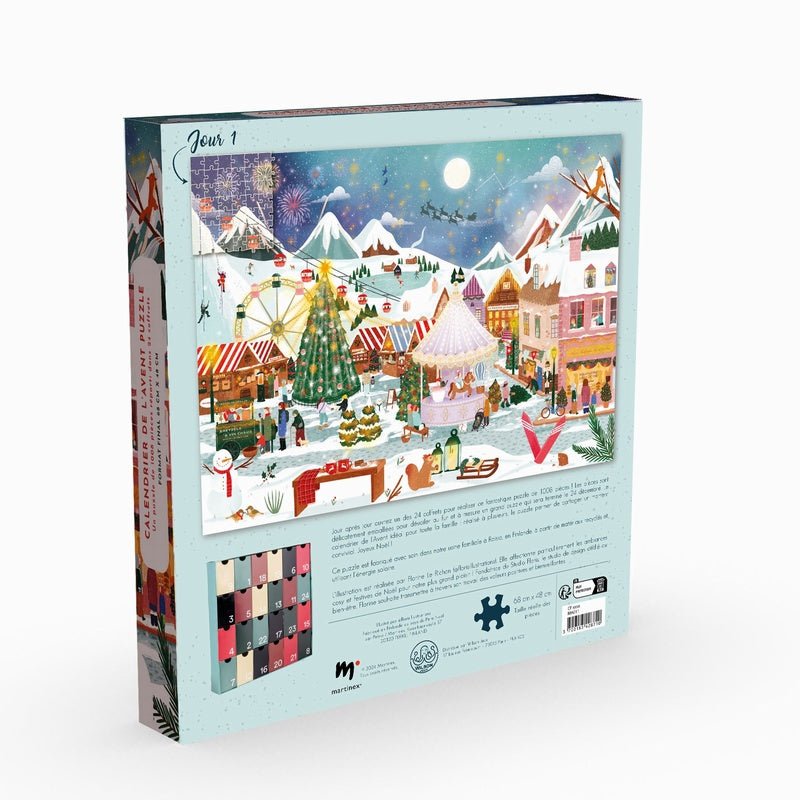 Puzzle Calendrier de l'Avent - Village Noël - 1008 pièces - Wilson